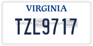 TZL9717  license plate in VA