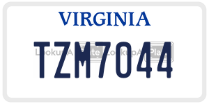 TZM7044  license plate in VA