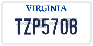 TZP5708  license plate in VA
