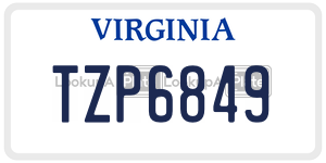 TZP6849  license plate in VA