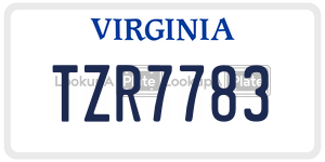TZR7783 license plate in Virginia