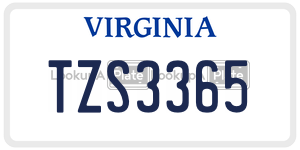 TZS3365  license plate in VA