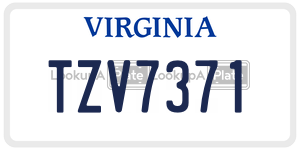 TZV7371  license plate in VA