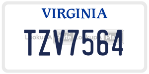TZV7564 license plate in Virginia