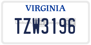 TZW3196  license plate in VA