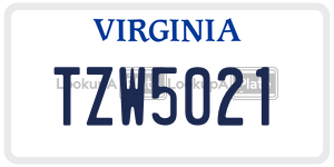 TZW5021 license plate in Virginia
