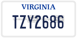 TZY2686  license plate in VA
