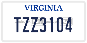 TZZ3104  license plate in VA
