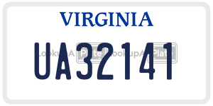 UA32141  license plate in VA