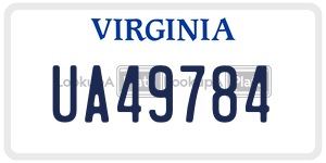 UA49784  license plate in VA