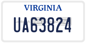 UA63824  license plate in VA
