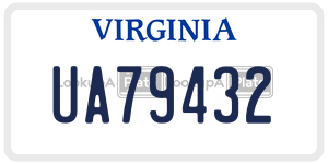 UA79432  license plate in VA