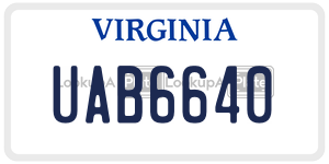 UAB6640  license plate in VA