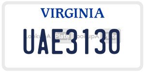 UAE3130  license plate in VA