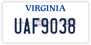 UAF9038 license plate in Virginia