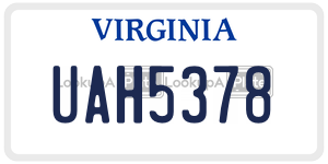 UAH5378  license plate in VA
