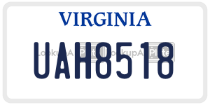 UAH8518  license plate in VA