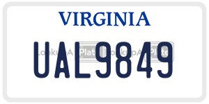 UAL9849 license plate in Virginia