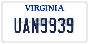 UAN9939 license plate in Virginia
