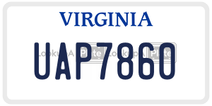 UAP7860  license plate in VA