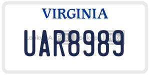 UAR8989 license plate in Virginia