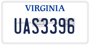 UAS3396  license plate in VA