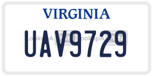 UAV9729  license plate in VA