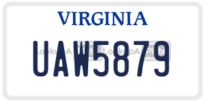 UAW5879  license plate in VA