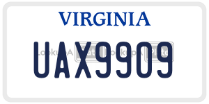 UAX9909  license plate in VA