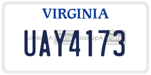 UAY4173  license plate in VA