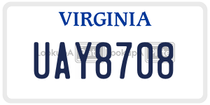 UAY8708  license plate in VA