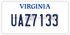 UAZ7133 license plate in Virginia