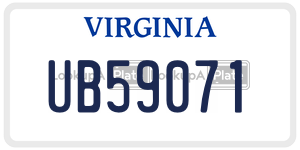 UB59071 license plate in Virginia