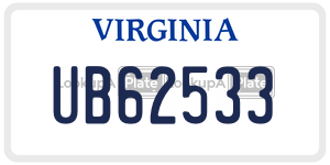 UB62533  license plate in VA