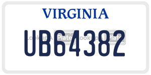 UB64382  license plate in VA