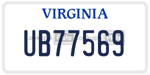 UB77569  license plate in VA