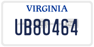 UB80464  license plate in VA