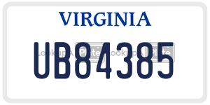 UB84385 license plate in Virginia