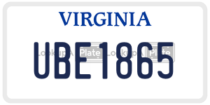 UBE1865 license plate in Virginia