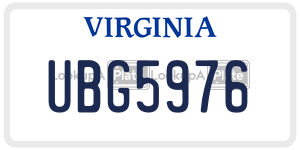 UBG5976 license plate in Virginia