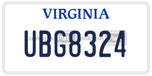 UBG8324  license plate in VA