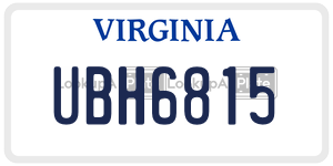 UBH6815  license plate in VA