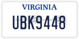 UBK9448  license plate in VA