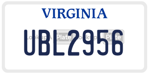 UBL2956  license plate in VA