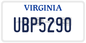 UBP5290  license plate in VA