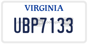 UBP7133  license plate in VA