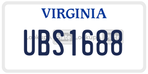 UBS1688  license plate in VA