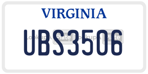 UBS3506  license plate in VA