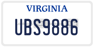 UBS9886  license plate in VA