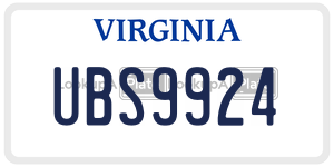 UBS9924  license plate in VA